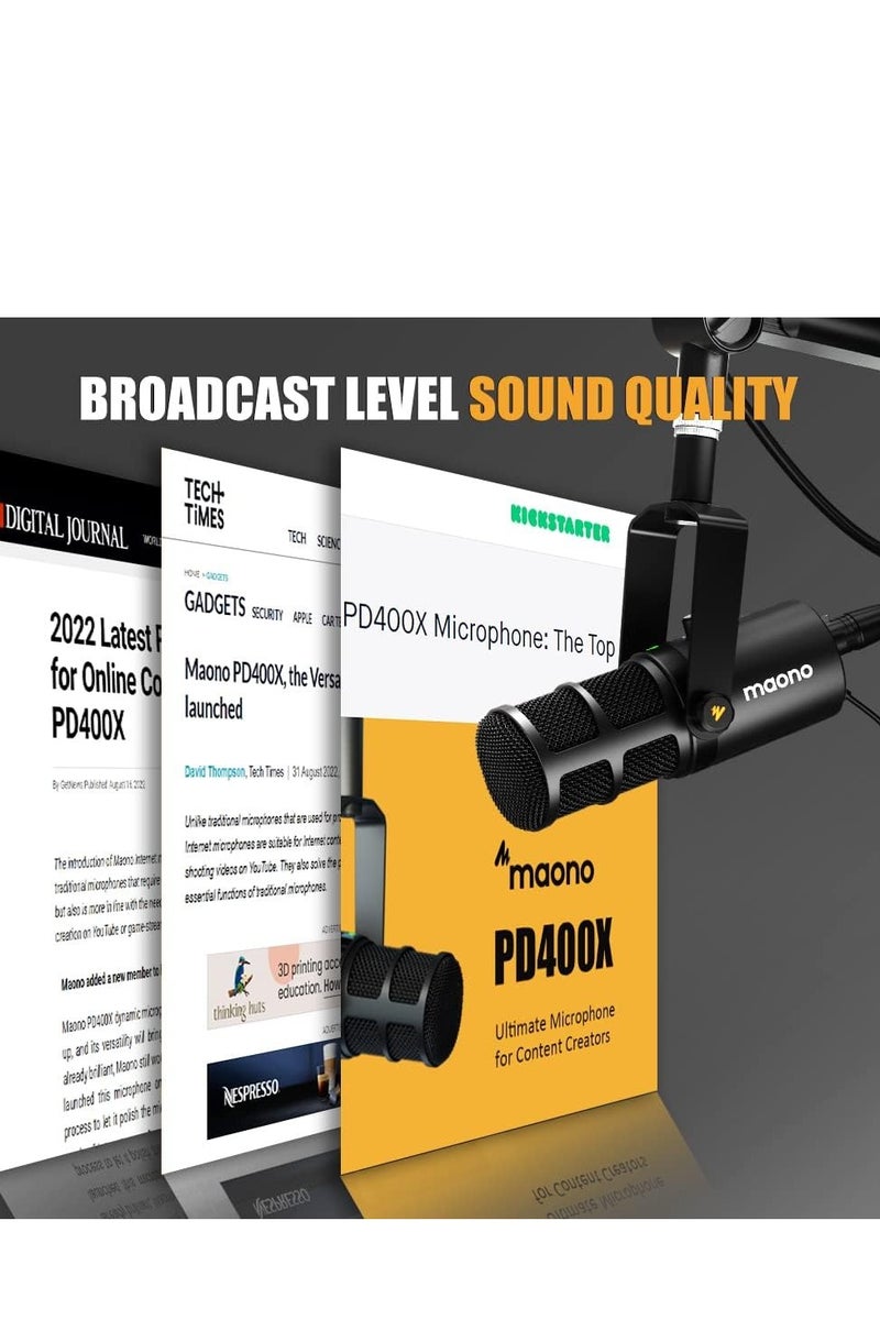 MAONO PD400X USB/XLR Podcast Dynamic Microphone – Professional Cardioid Mic with Gain Control, Mute Button & Real-Time Monitoring – Studio-Quality Sound for Streaming, Recording, and Broadcasting - Image 2