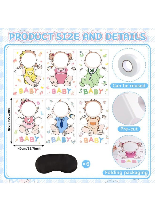 OBUSATT 6 Set Blindfolded Baby Shower Games Kit Feed Me Baby Shower Games Fun Gender Reveal Game Funny Bridal Party Activities Includes 6 Game Boards 6 Blindfolds for Gender Reveal Party Favor Supplies - Image 2