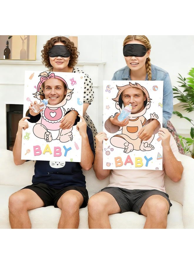 OBUSATT 6 Set Blindfolded Baby Shower Games Kit Feed Me Baby Shower Games Fun Gender Reveal Game Funny Bridal Party Activities Includes 6 Game Boards 6 Blindfolds for Gender Reveal Party Favor Supplies - Image 5