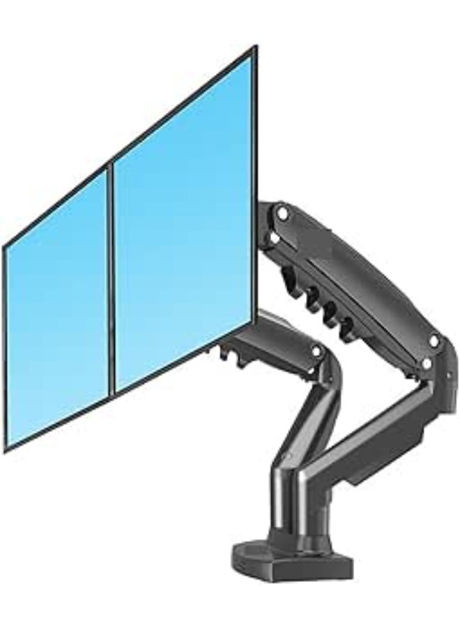 حامل شاشة مزدوج بذراع نابض غاز مع تدوير 360 درجة – مناسب لشاشات 17-27 بوصة، مع منفذ USB 3.2، تثبيت على سطح المكتب - Image 1