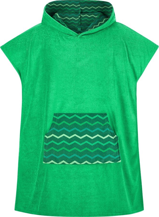 MissShorthair Towel Poncho for Kids, Hooded Beach Towel for Girl&Boy, Surf Poncho Swim Changing Robe Microfiber Bath Towel 7-10 Years Green - Image 2