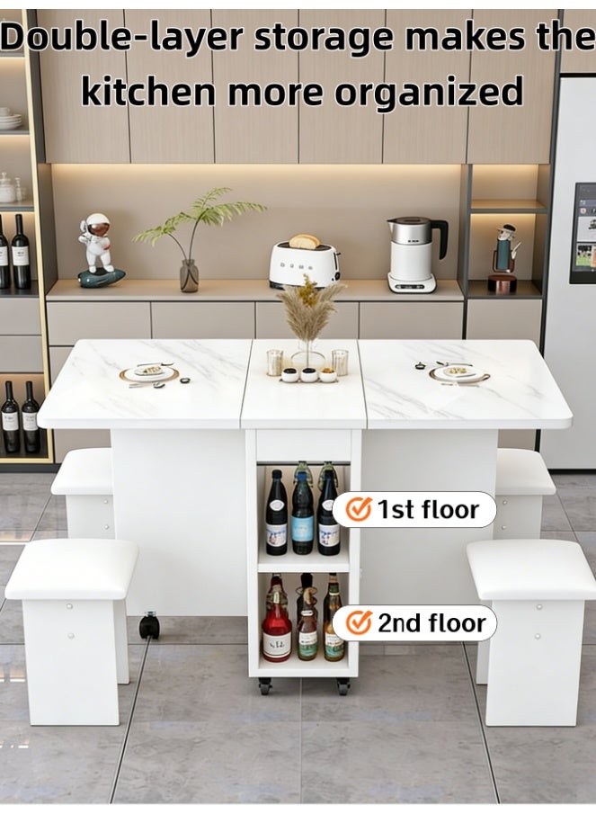 Multifunctional Folding Dining Table for Small Apartments, Space-Saving Drop-Leaf Table for Kitchen Living Room Balcony, Heavy Duty MDF Board with Smooth Edge, Easy to Clean, Ideal for Middle East Family Daily Use (A146-WH) - Image 5