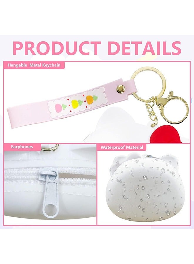 Lovely Kitty Coin Bag Keychain, Mini Pouch KeyChain, Cartoon Animal Silicone Coin Purse with Zipper, Kitty Accessories for Girls Handbag Car Pendants - Image 3