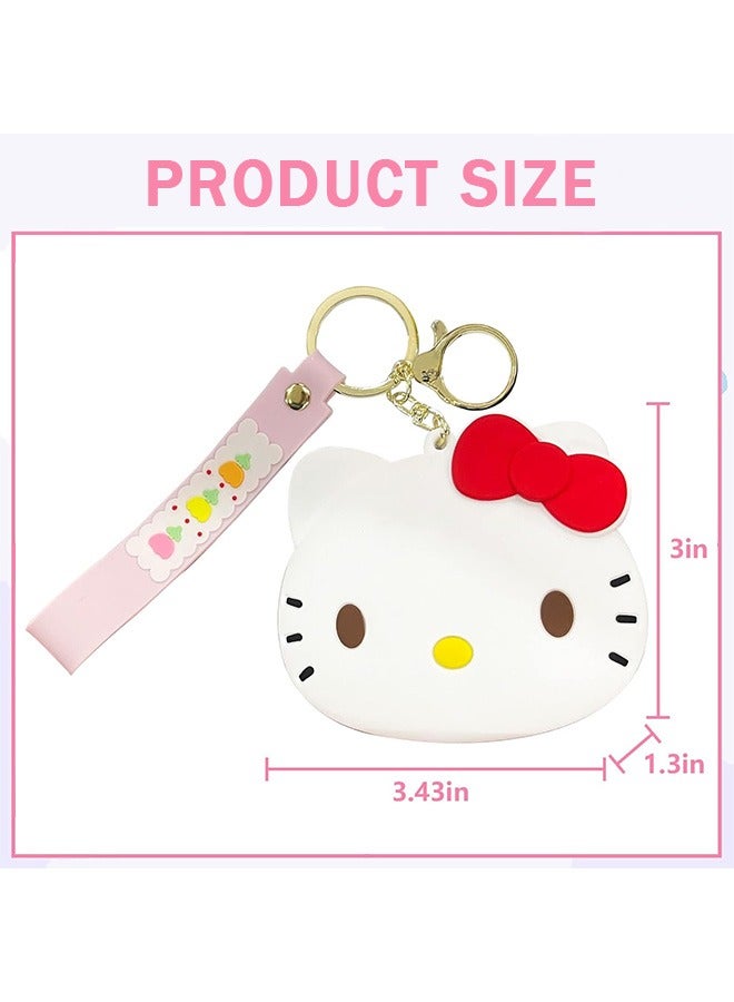 Lovely Kitty Coin Bag Keychain, Mini Pouch KeyChain, Cartoon Animal Silicone Coin Purse with Zipper, Kitty Accessories for Girls Handbag Car Pendants - Image 4