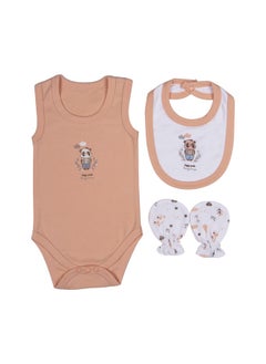 Babies Basic 7 Piece Unisex 100% Cotton Gift Set Include Bib, Blanket, Mitten, Cap, Romper, Top And Bottom Set  - Image 2
