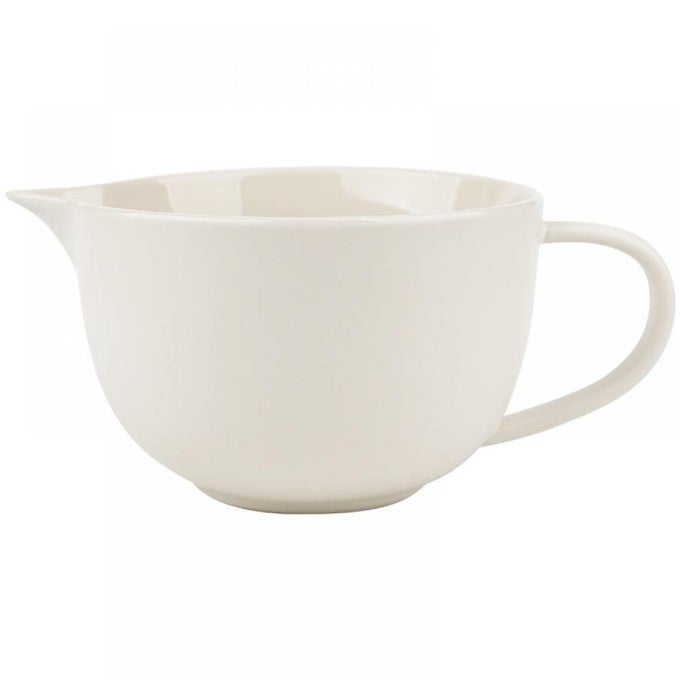 SIMPLE SOLID COLOR KITCHEN CERAMIC MIXING BOWL 1 QUART LARGE BOWL WITH POURING SPOUT AND HANDLE