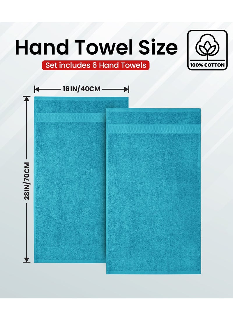 Infinitee Xclusives Premium Teal Hand Towels - Pack of 6, 16 x 28 Inches (41 x 71cm) Bathroom Hand Towel Set, Hotel & Spa Quality Hand Towels for Bathroom, Highly Absorbent and Super Soft Bathroom Towels by Infinitee Xclusives  - Image 2