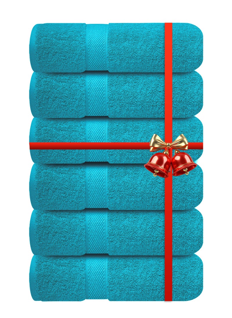 Infinitee Xclusives Premium Teal Hand Towels - Pack of 6, 16 x 28 Inches (41 x 71cm) Bathroom Hand Towel Set, Hotel & Spa Quality Hand Towels for Bathroom, Highly Absorbent and Super Soft Bathroom Towels by Infinitee Xclusives  - Image 1