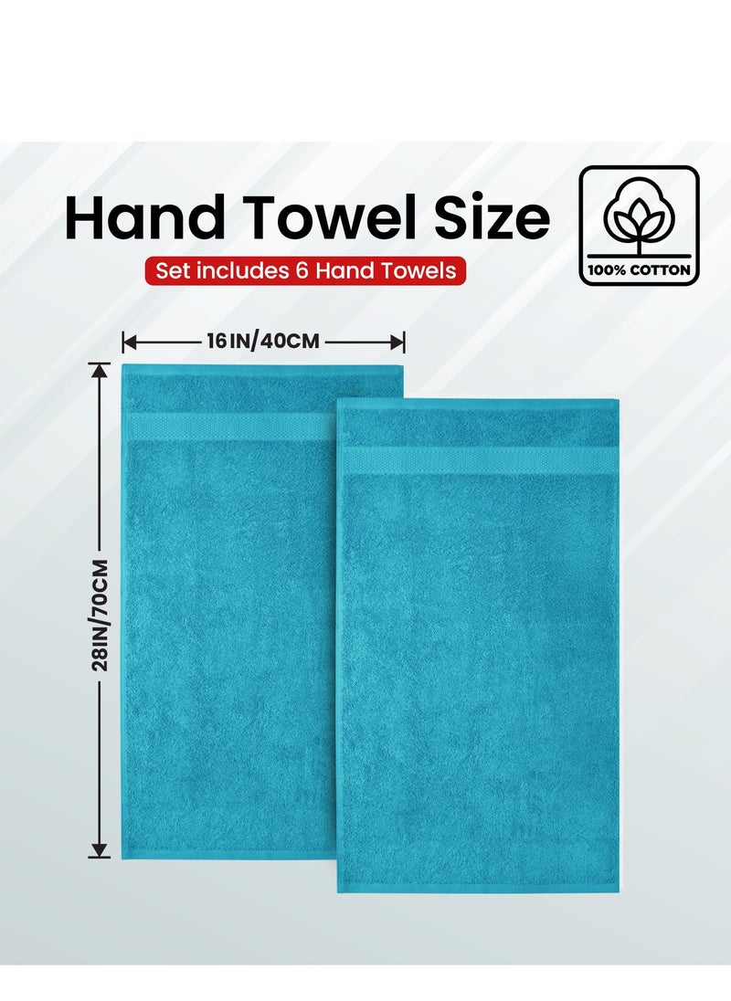 Infinitee Xclusives Premium Teal Hand Towels - Pack of 6, 16 x 28 Inches (41 x 71cm) Bathroom Hand Towel Set, Hotel & Spa Quality Hand Towels for Bathroom, Highly Absorbent and Super Soft Bathroom Towels by Infinitee Xclusives  - Image 3