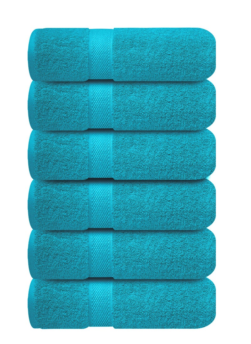 Infinitee Xclusives Premium Teal Hand Towels - Pack of 6, 16 x 28 Inches (41 x 71cm) Bathroom Hand Towel Set, Hotel & Spa Quality Hand Towels for Bathroom, Highly Absorbent and Super Soft Bathroom Towels by Infinitee Xclusives  - Image 1