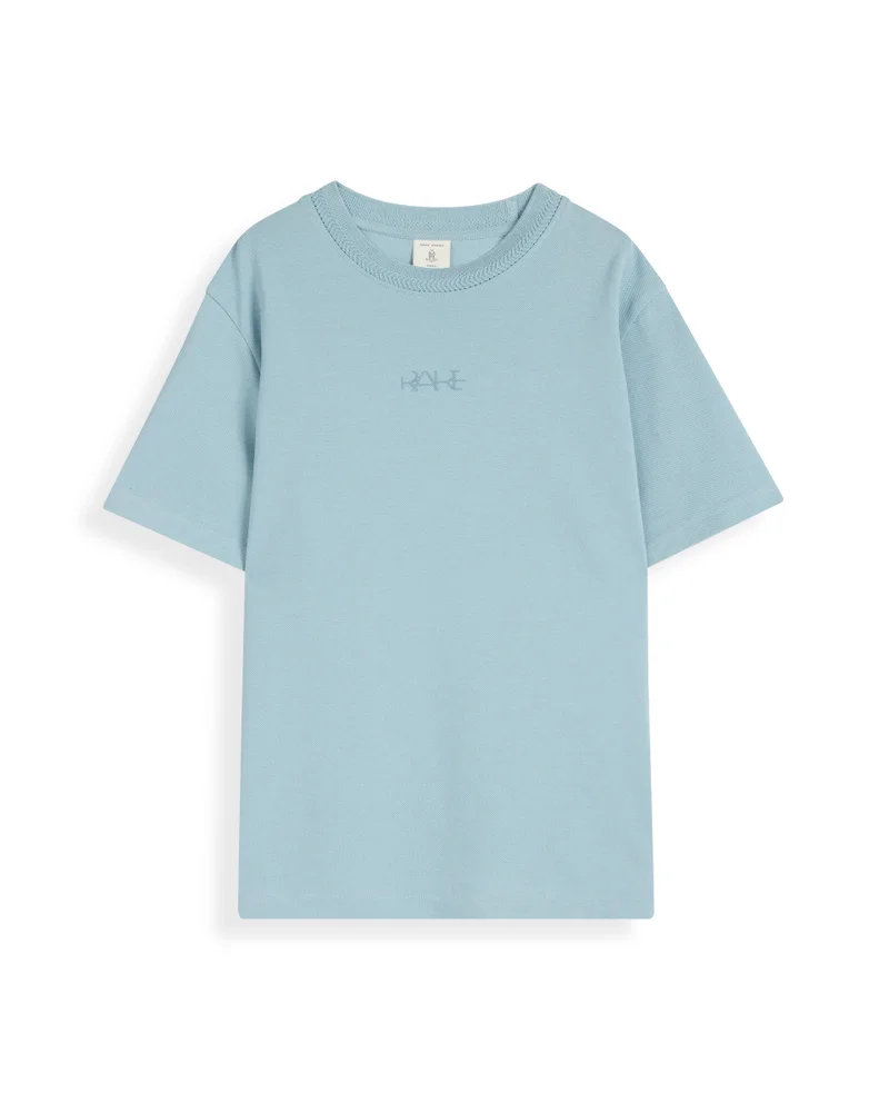 Rare Ones Rare Ones Kids Heron Light Blue Cotton Fabric Half Sleeves Crew Neck Embroidered T-Shirt