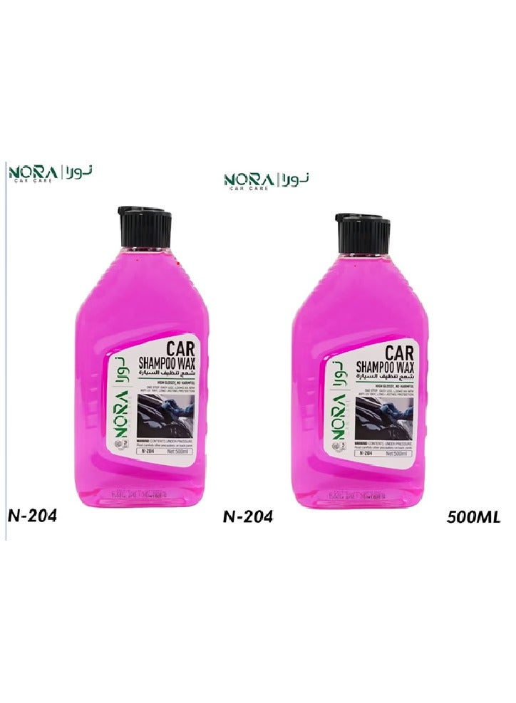 Car Shampoo Wax N-204 500ml Pink | Dual Action Wash & Wax Formula | Thick Foaming, pH Balanced, Colour Safe, UV Protection | Gentle on Car Paint, Enhances Shine, Removes Dirt & Grime | For Bucket Wash, Foam Spray & Machine Wash (2 Pack)