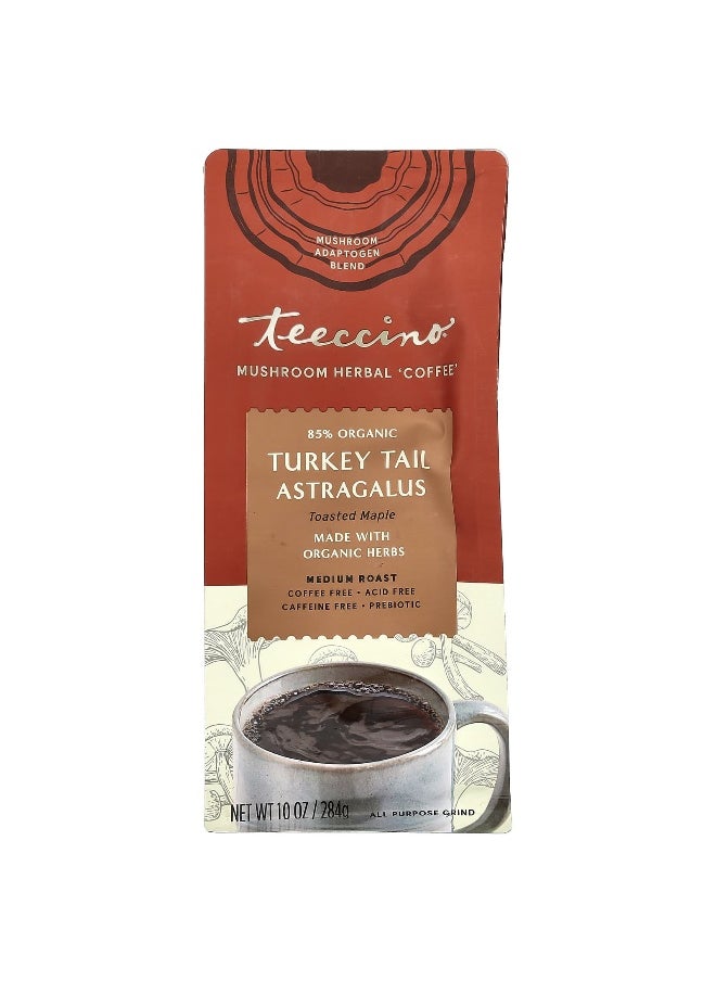 teeccino - Teeccino, Mushroom Herbal Coffee, Turkey Tail Astragalus, Toasted Maple, Medium Roast, Caffeine Free, 10 oz (284 g) - Image 1