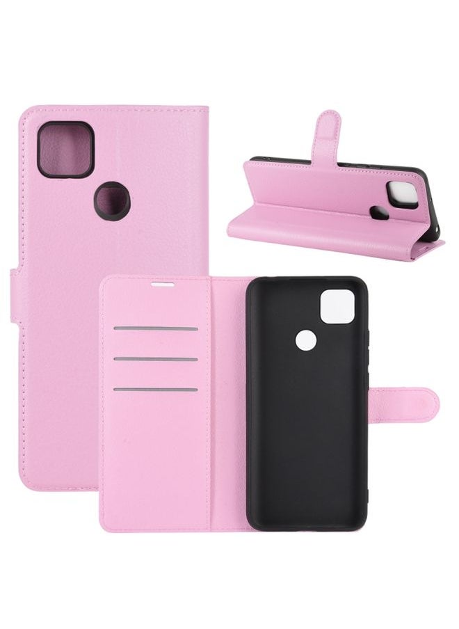HuHa Case Cover For Xiaomi Redmi 9C Litchi Texture Horizontal Flip Protective Case with Holder & Card Slots & Wallet Pink 