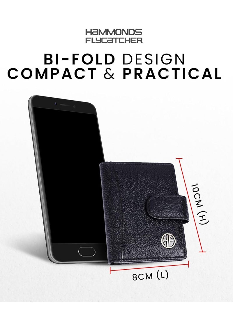 HAMMONDS FLYCATCHER Leather Card Holder for Men, Credit Card Holder, Slim Bi-Fold RFID Protected Credit Card Wallet for Men with 18 Card Slots, Metal Snap Button - Black | 68LV - Image 3