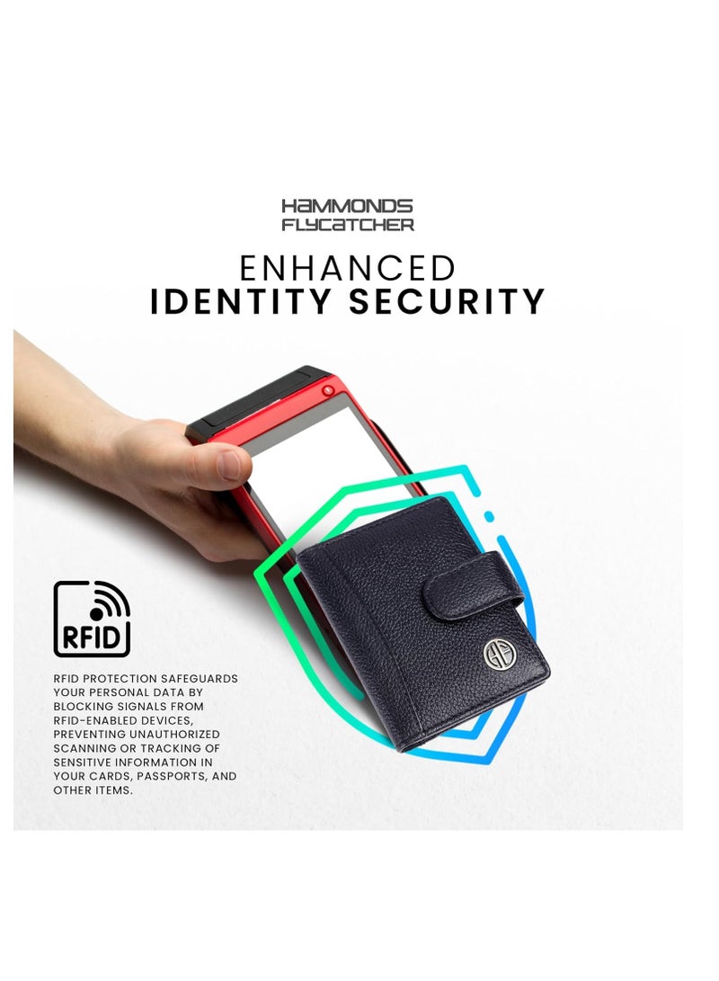 HAMMONDS FLYCATCHER Leather Card Holder for Men, Credit Card Holder, Slim Bi-Fold RFID Protected Credit Card Wallet for Men with 18 Card Slots, Metal Snap Button - Black | 68LV - Image 4