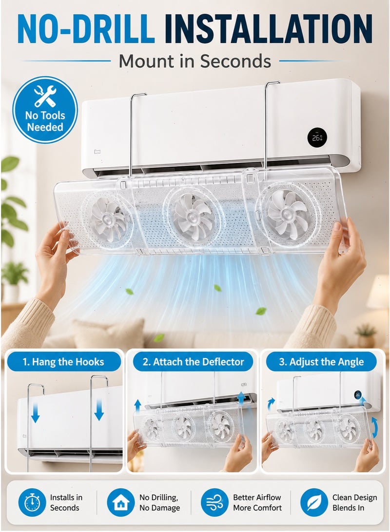 Adjustable Air Conditioner Deflector for Split AC, Retractable Anti-Direct Blowing Baffle for Cooling Heating, Draft Prevention for Home Office - Image 4