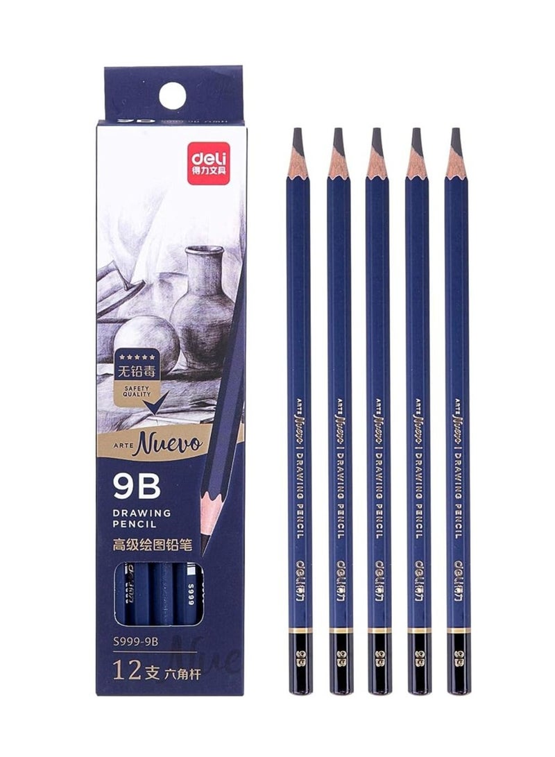 Deli 12-Piece 9B Size Sketching Pencils Set - Image 1