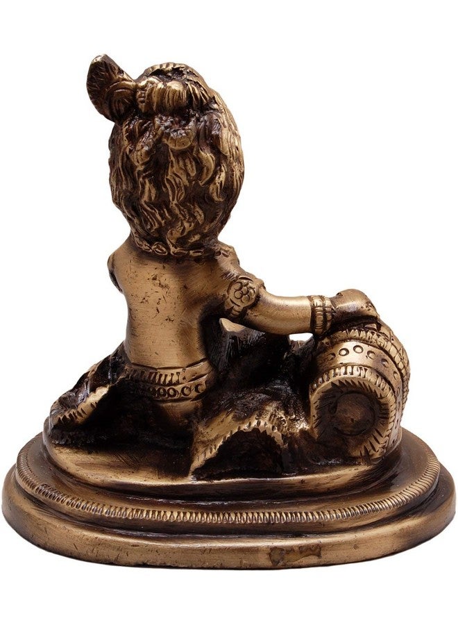 Two Moustaches Brass Krishna Makhan Chor Idol - Image 2