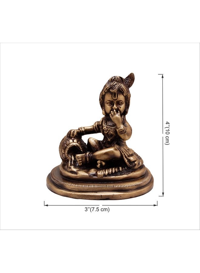 Two Moustaches Brass Krishna Makhan Chor Idol - Image 3