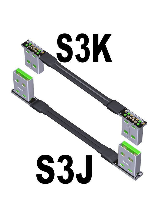 ADT-Link USB2.0 Ultra-fine Light Thin Short Flat Wire Double A Male Bend Angle High Current Power Supply Data Line-Color:S3J-S3K-Length:3cm  - Image 1