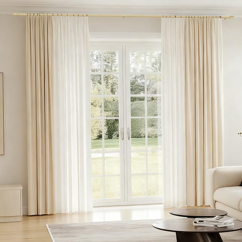 Edidonson 5/8â€ Diameter Curtain Rods 30-90 Inch, for 30-84 Inch Windows, Adjustable Splicing Gold Curtain Rods for Windows with Brackets, Window Rod Long Small Curtains Rod - Image 5