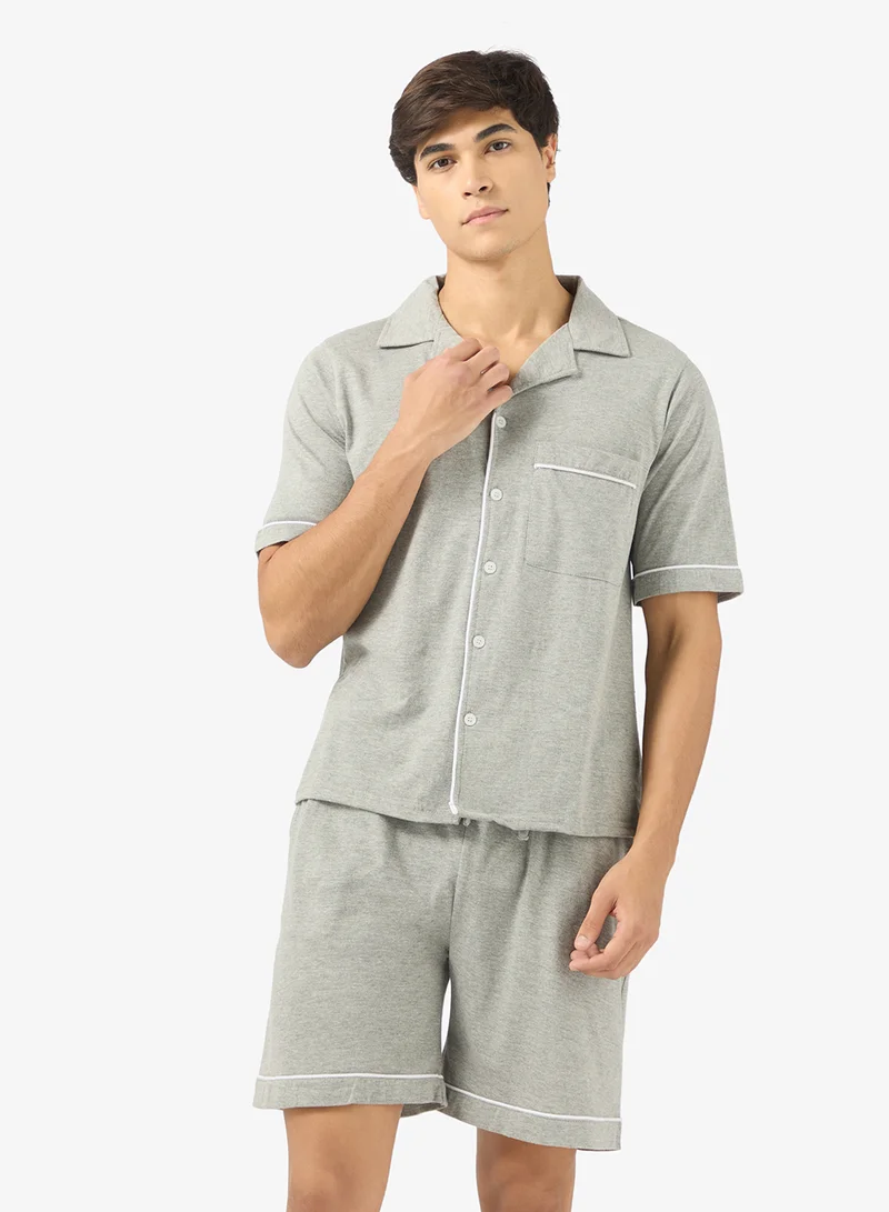 Seventy Five  Nightwear Shirt & Shorts Set for Men | Best Price UAE