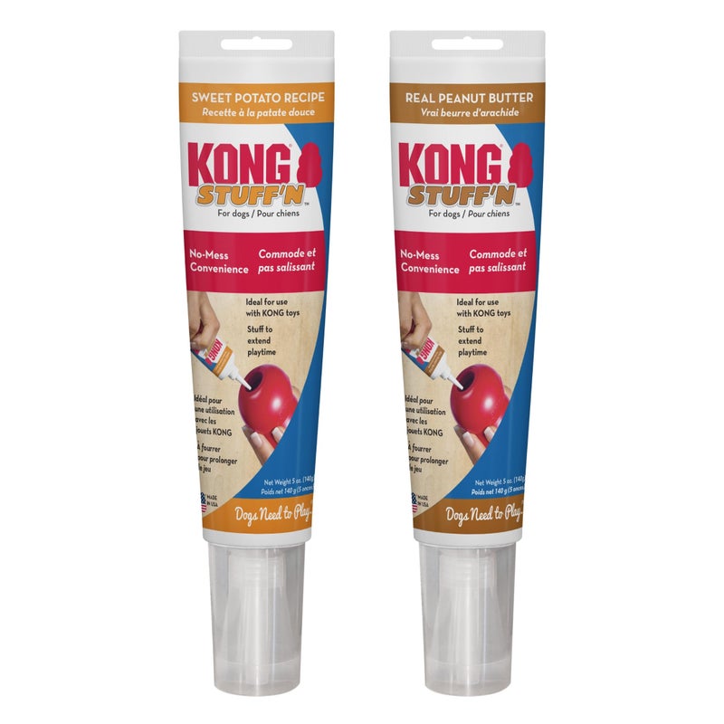 KONG Stuff'N - Paste for Stuffing Dog Treats - Healthy with Natural Ingredients - Creamy Dog Treat in Tube - Peanut Butter (5 oz) & Sweet Potato (5 oz) - Image 1