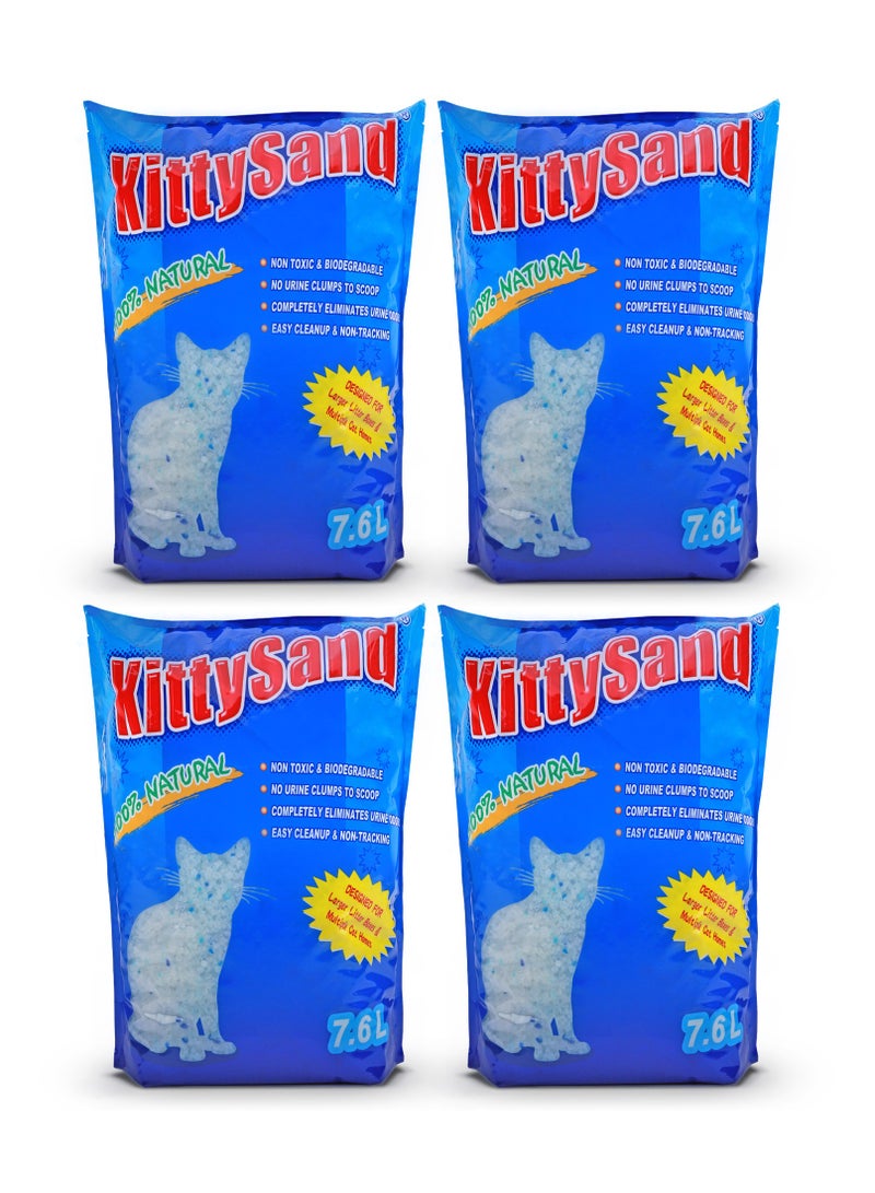 Kitty Sand 100% Natural Silica Crystal Premium Quality Cat Litter 7.6L - Pack of 4 - Image 1