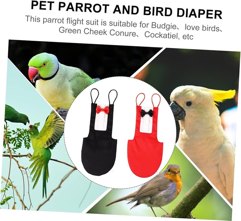 حفاضات الببغاء الكبيرة القابلة للغسل بدلة طيران مقود طيور ملابس للتدريب في الهواء الطلق 2 قطعة - Image 2