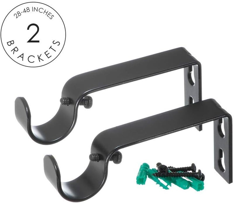 Ivilon Drapery Window Curtain Rod - End Cap Style Design 1 Inch Pole. 28 to 48 Inch Color Black - Image 3