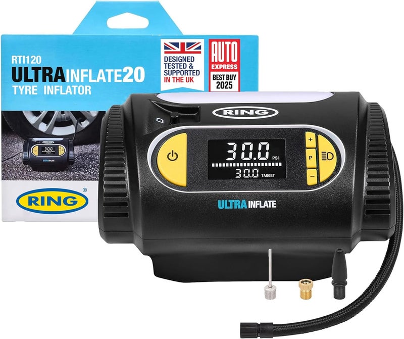 Ring Automotive ULTRAINFLATE 20 Cordless Digital Tyre Inflator with Auto-Stop & Progress Meter - Image 1