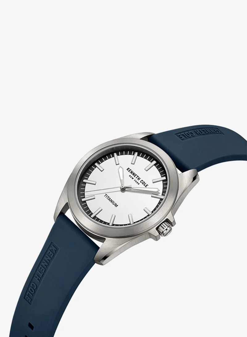 Kenneth Cole New York Techni-Cole White Dial Blue Silicone Strap Analog Watch for Men 42mm