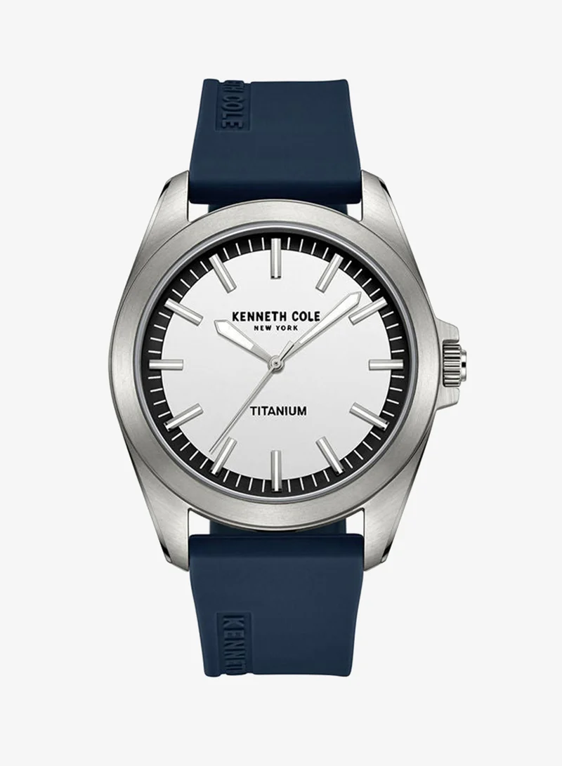 Kenneth Cole New York Techni-Cole White Dial Blue Silicone Strap Analog Watch for Men 42mm