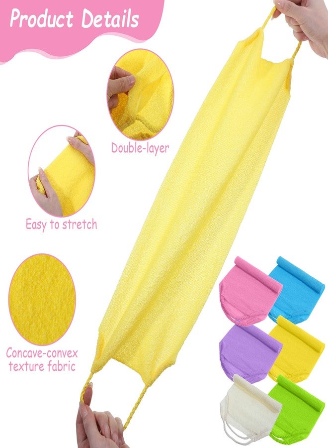 Caeuiciw 12 Pcs Exfoliating Back Scrubber for Shower with Handles Nylon Back Exfoliator Washers Stretchable Pull Strap Exfoliating Loofah Washcloth for Women Men Body Deep Cleaning Massages - Image 3