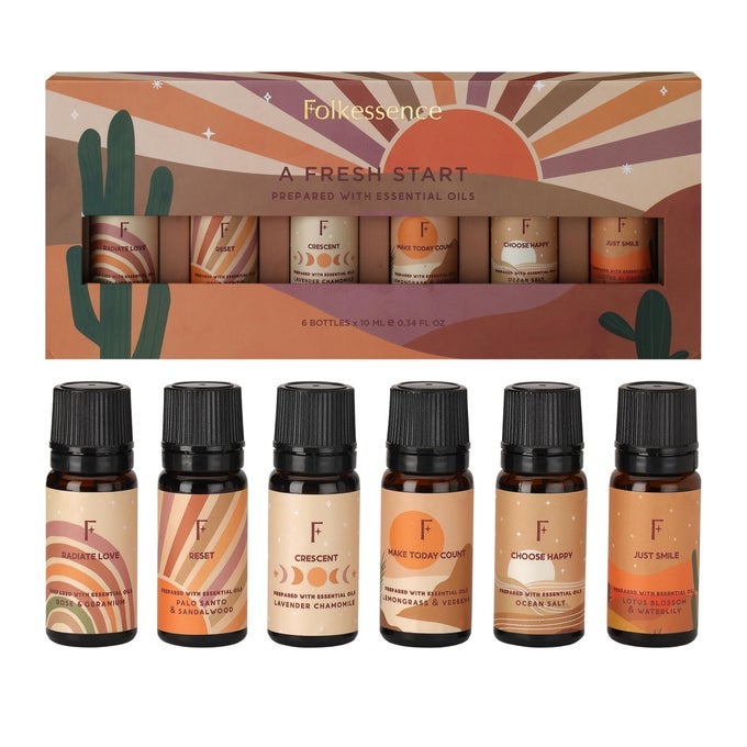 FRAGRANCE OILS FOR DIFFUSER SET OF 6 ESSENTIAL OILS SET FOR DIFFUSERS FOR HOME DIFFUSER OIL SCENTS LAVENDER PALO SANTO ROSE GERANIUM LEMONGRASS OCEAN SALT LOTUS GIFT BOX SET