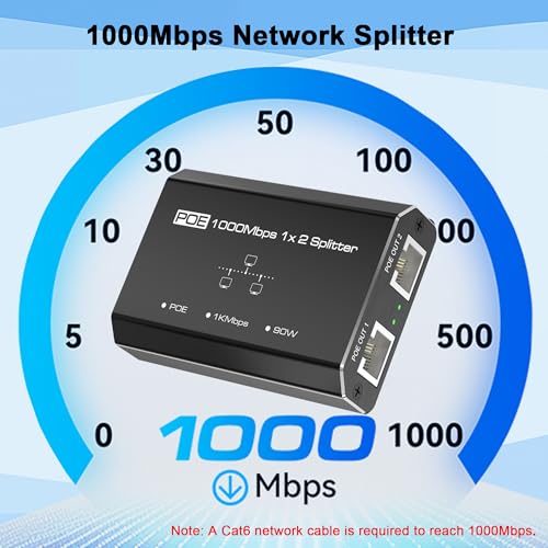 Closs Gigabit PoE Switch, 2 Port Gigabit Ethernet Switch, Ethernet Splitter, Non-PoE to PoE Adapter, Network Hub 1 in 2 Out, Supplies POE (15.4W) or PoE+ (30W), Plug & Play, Distance Up to 328 Ft. - Image 4