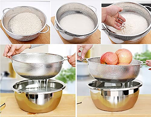 TGOPIT Multipurpose Stainless Steel Colander Strainer Drainer with Handle for Rice Fruits Vegetable Noodles Pasta Beans Grains Washing Filter Basket for Kitchen Bowl Storing and Straining PurposeSilver - Image 2