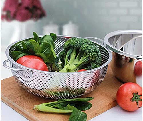TGOPIT Multipurpose Stainless Steel Colander Strainer Drainer with Handle for Rice Fruits Vegetable Noodles Pasta Beans Grains Washing Filter Basket for Kitchen Bowl Storing and Straining PurposeSilver - Image 1