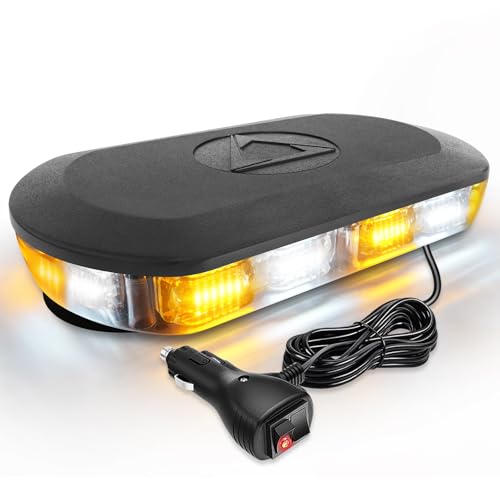 HLauto 700A Rooftop Emergency Strobe Lights Bar 72 LED Amber White Mini Beacon Safety Flashing Warning Traffic Lights Bar wMagnetic Base for 1224V Trucks Construction Vehicles Snowplow Cars - Image 1