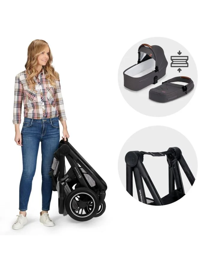 Kinderkraft Multifunctional Pushchair 2In1 Everyday, Baby Pram, With Xl Carrycot, For All Terrain, Waterproof Upf50+ Material, Foldable, Easy To Transport, Practical Accessoires, Up To 22Kg - Dark Grey