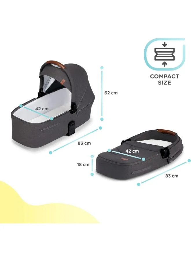 Kinderkraft Multifunctional Pushchair 2In1 Everyday, Baby Pram, With Xl Carrycot, For All Terrain, Waterproof Upf50+ Material, Foldable, Easy To Transport, Practical Accessoires, Up To 22Kg - Dark Grey