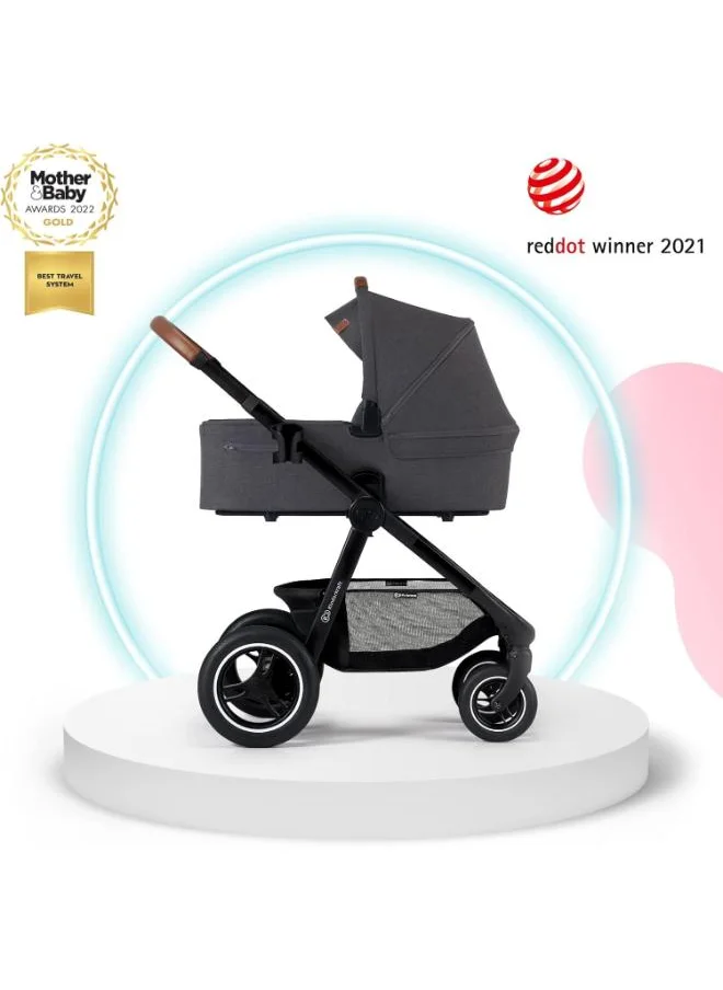 Kinderkraft Multifunctional Pushchair 2In1 Everyday, Baby Pram, With Xl Carrycot, For All Terrain, Waterproof Upf50+ Material, Foldable, Easy To Transport, Practical Accessoires, Up To 22Kg - Dark Grey