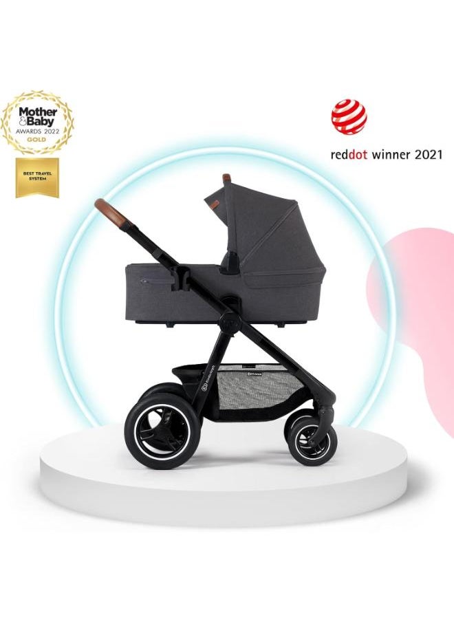 Kinderkraft - Multifunctional Pushchair 2In1 Everyday, Baby Pram, With Xl Carrycot, For All Terrain, Waterproof Upf50+ Material, Foldable, Easy To Transport, Practical Accessoires, Up To 22Kg - Dark Grey - Image 1