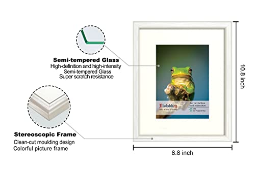 VIOLABBEY 8x10 Picture Frame White Set of 4, Display 5x7 with Mat or 8x10 without Mat, Wall Mount or Table Top, HD Real Glass - Image 3