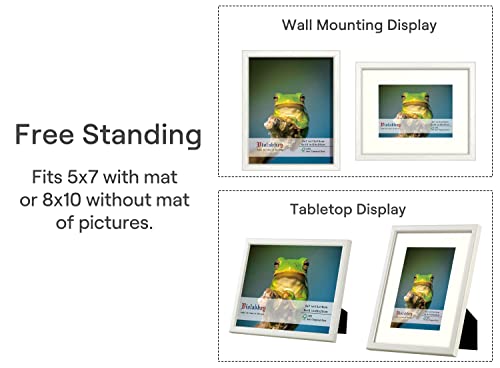 VIOLABBEY 8x10 Picture Frame White Set of 4, Display 5x7 with Mat or 8x10 without Mat, Wall Mount or Table Top, HD Real Glass - Image 2