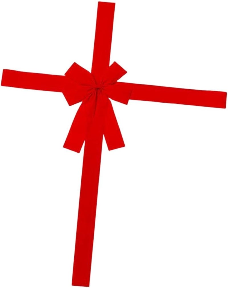 HouseVibe Large Christmas Ribbon Bow for Door Cabinet Decorations, Big Red Xmas Tree Bow with Extra Long Ties for Holiday Wrapping, Birthday, Shower, Home - Image 1