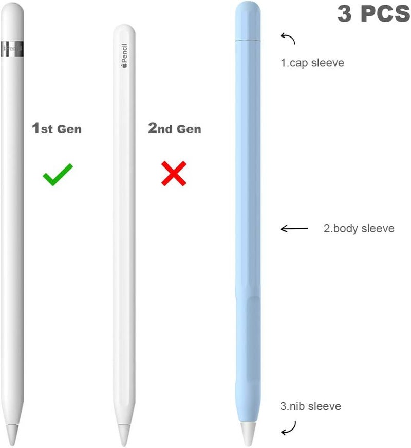 غطاء لقبضة قلم Apple كإكسسوارات حامل لقلم Apple من الجيل الأول مع غطاء واقي للطرف لقلم iPad (أزرق) - Image 2
