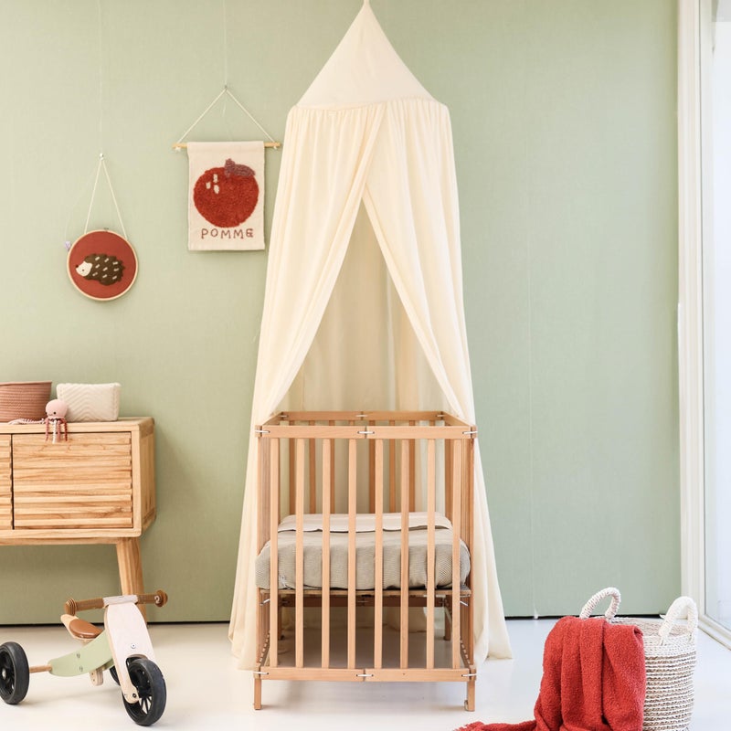 UB-STORE Cream Beige Kids Bed Canopy for Child Bedroom | Nursery Crib Hanging Curtain | Baby Mosquito Net Bedding for Girls & Boys Play Room Decoration | Reading Nook Canopies Toddler Dome Tent - Image 1