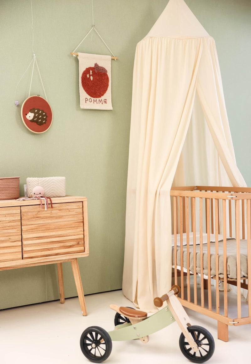UB-STORE Cream Beige Kids Bed Canopy for Child Bedroom | Nursery Crib Hanging Curtain | Baby Mosquito Net Bedding for Girls & Boys Play Room Decoration | Reading Nook Canopies Toddler Dome Tent - Image 3